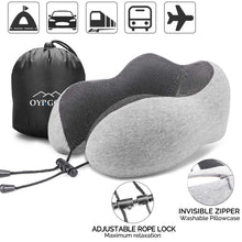 Load image into Gallery viewer, Travel Pillow, 100% Pure Memory Foam Neck Pillow, Soft &amp; Breathable Cotton Cover