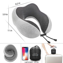 Load image into Gallery viewer, Travel Pillow, 100% Pure Memory Foam Neck Pillow, Soft &amp; Breathable Cotton Cover
