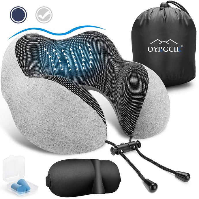 Travel Pillow, 100% Pure Memory Foam Neck Pillow, Soft & Breathable Cotton Cover