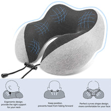 Load image into Gallery viewer, Travel Pillow, 100% Pure Memory Foam Neck Pillow, Soft &amp; Breathable Cotton Cover